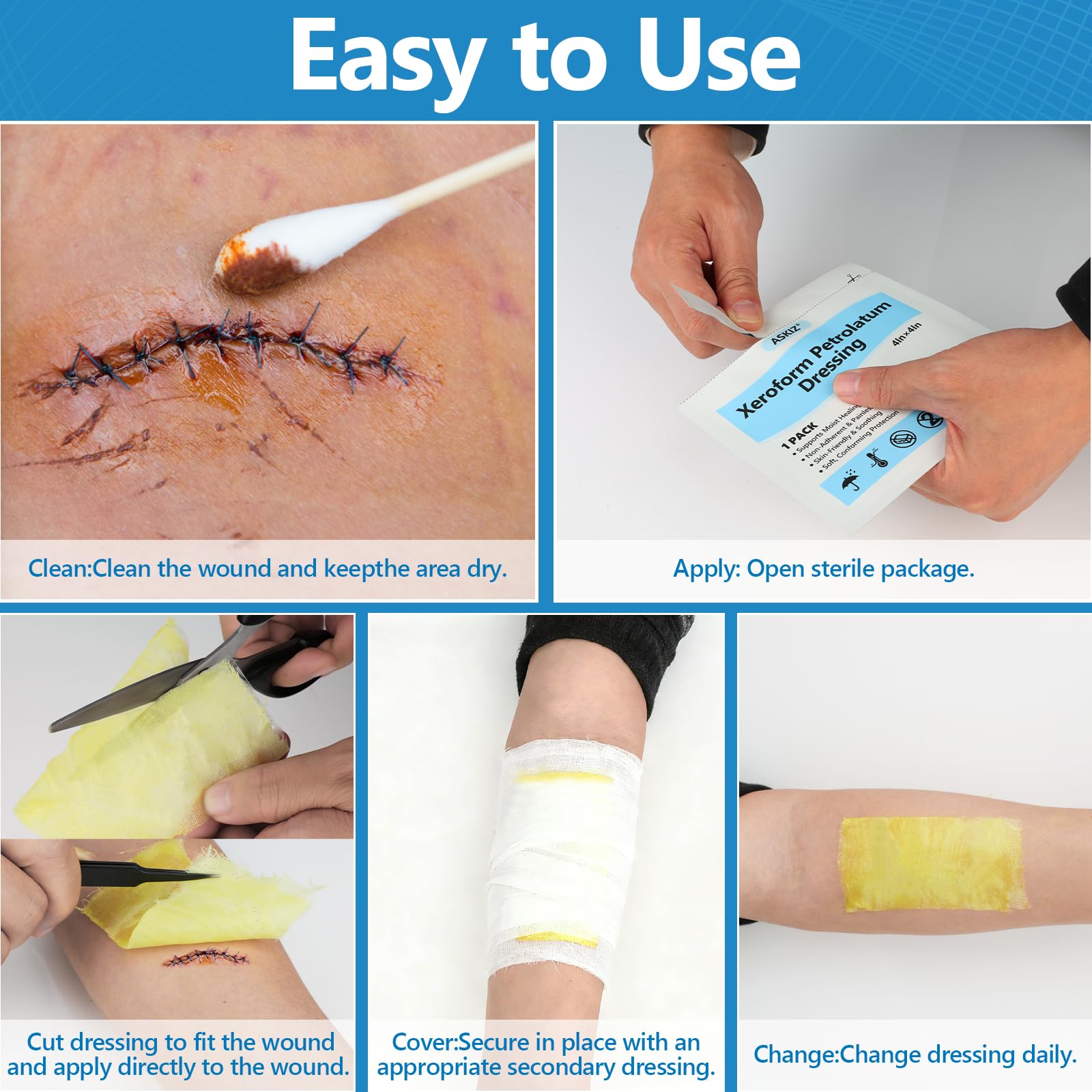 ASKIZ individually wrapped gauze pads ensure sterile, convenient use.