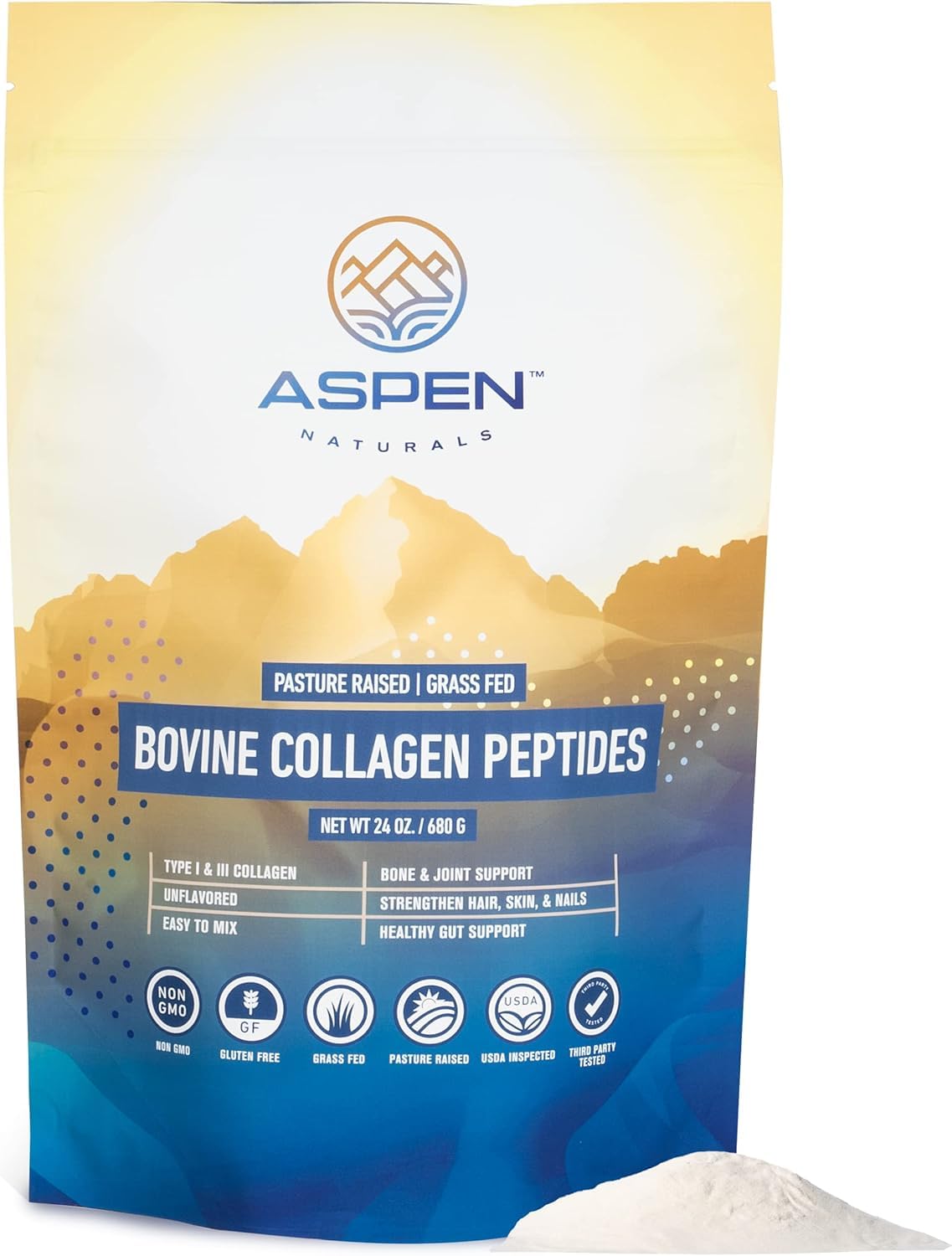 Aspen Naturals collagen powder supports hair, skin, and nails during daily routines.
