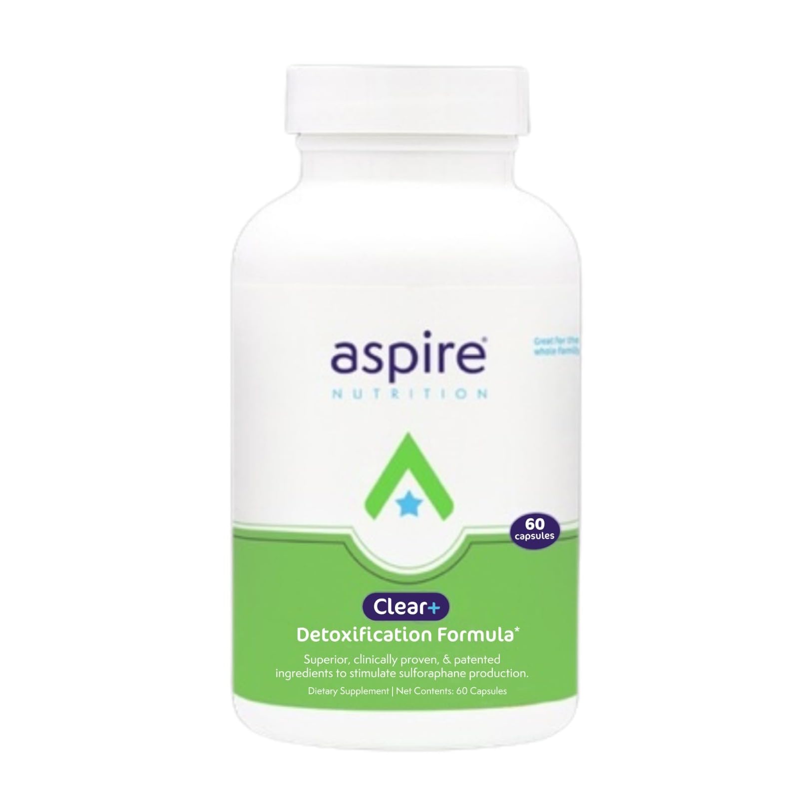 Aspire Nutrition Clear+ Detox bottle front view for daily detox support