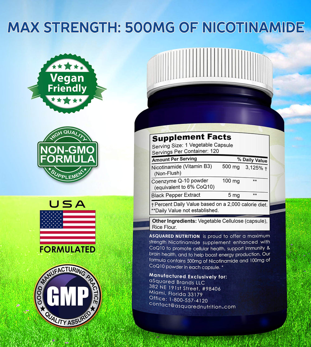 Asquared Nicotinamide CoQ10 supplement-routine depicts morning intake on a clean kitchen counter