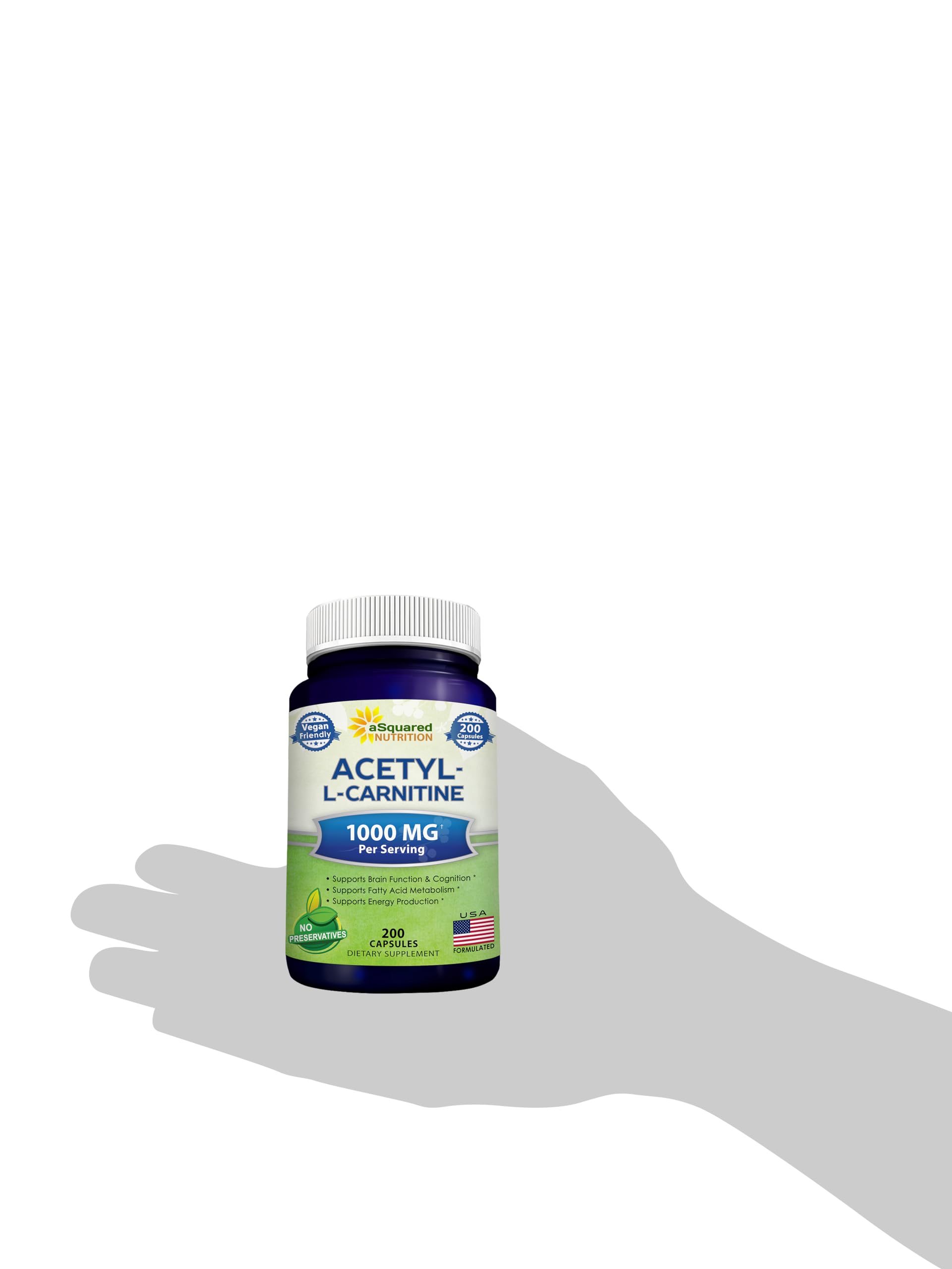 aSquared Nutrition Acetyl L-Carnitine quick facts illustrate energy and focus ideas