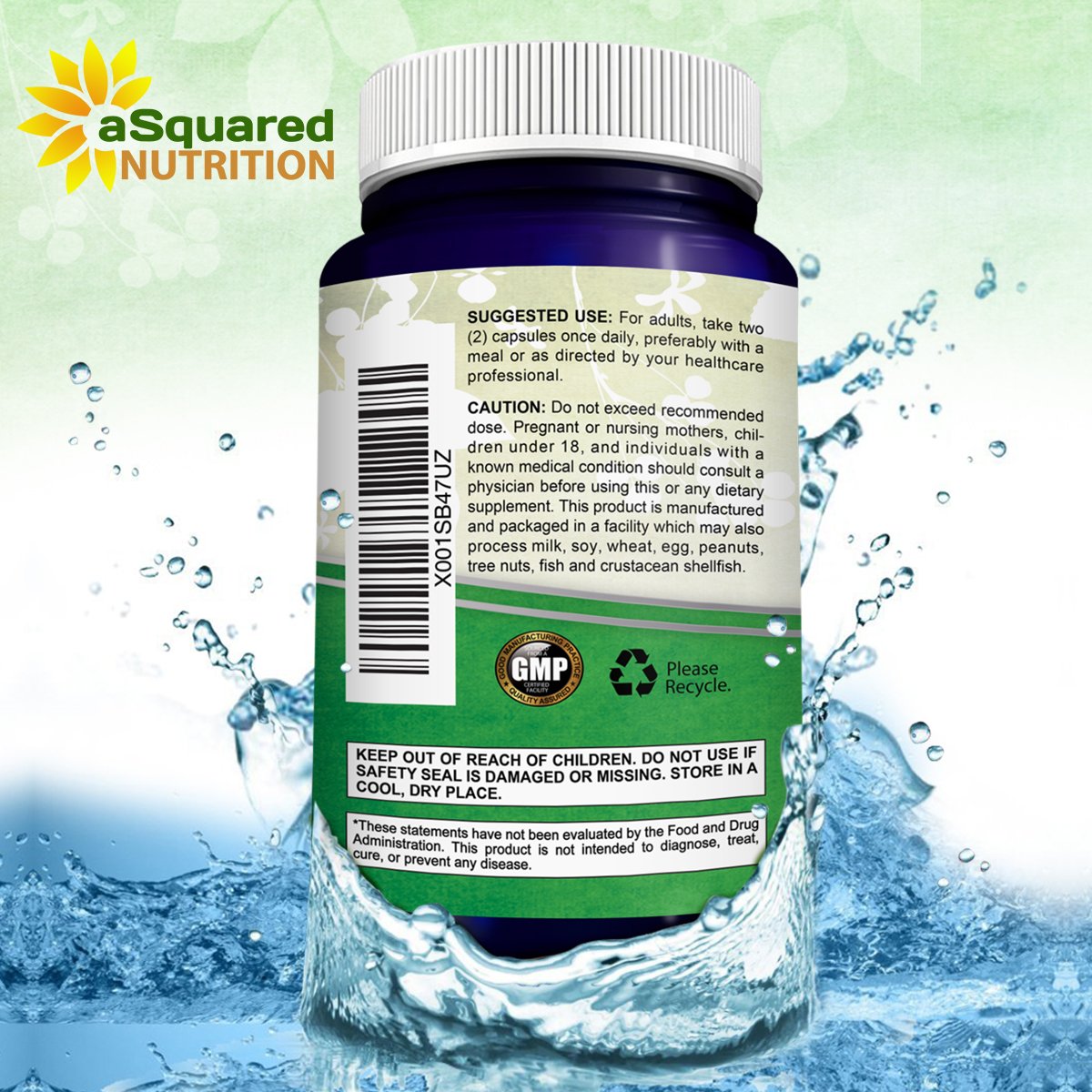 Third-party tested seal on Adrenal Support bottle for purity assurance.