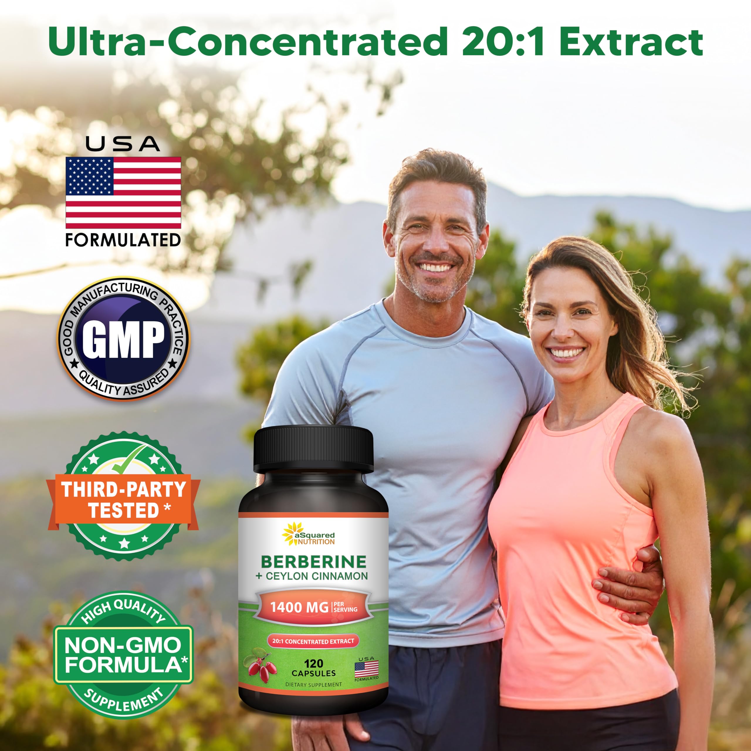 aSquared Nutrition Berberine Cinnamon capsules arranged for convenient daily supplementation.