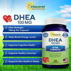 aSquared Nutrition DHEA 100mg capsules in blister pack for daily use
