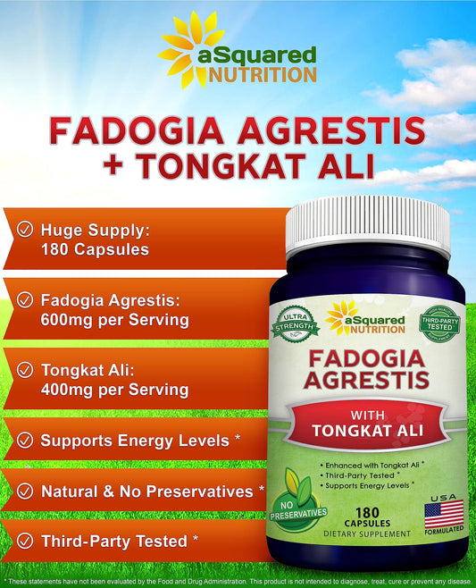 Asquared Nutrition Fadogia Agrestis capsules for convenient athletic stamina