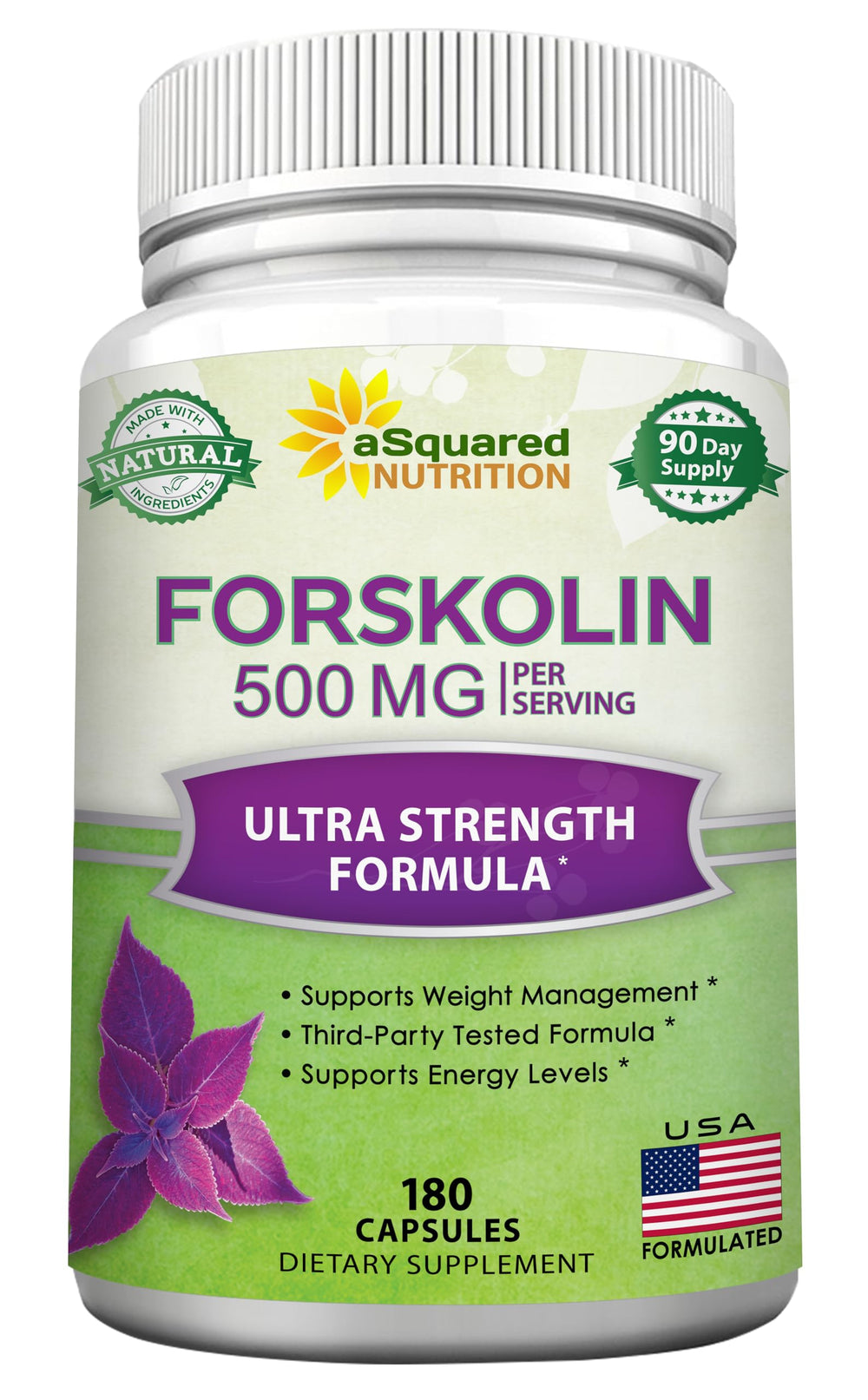 aSquared Nutrition Forskolin bottle front for daily wellness support