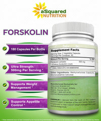 aSquared Nutrition Forskolin capsules close-up showing 250 mg potency