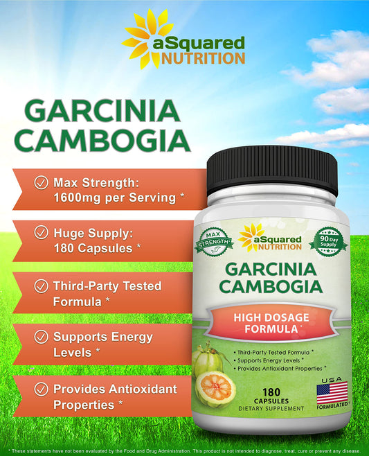 aSquared Nutrition Garcinia Cambogia capsules close-up highlights potency.
