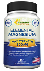 aSquared Nutrition magnesium 500mg bottle front view for quick daily support