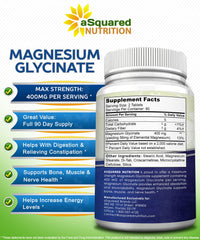 asquared nutrition magnesium glycinate 400mg tablet close-up showing clarity