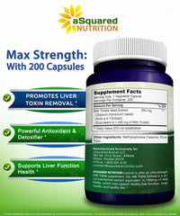 aSquared Nutrition Milk Thistle bottle on display with USA-made packaging