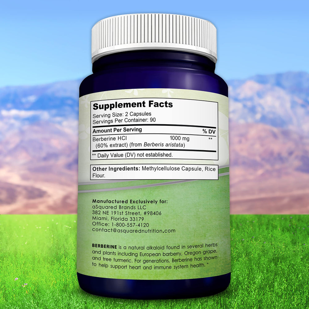 aSquared Nutrition Pure Berberine 1000mg vegan supplement suitable for plant-based diets