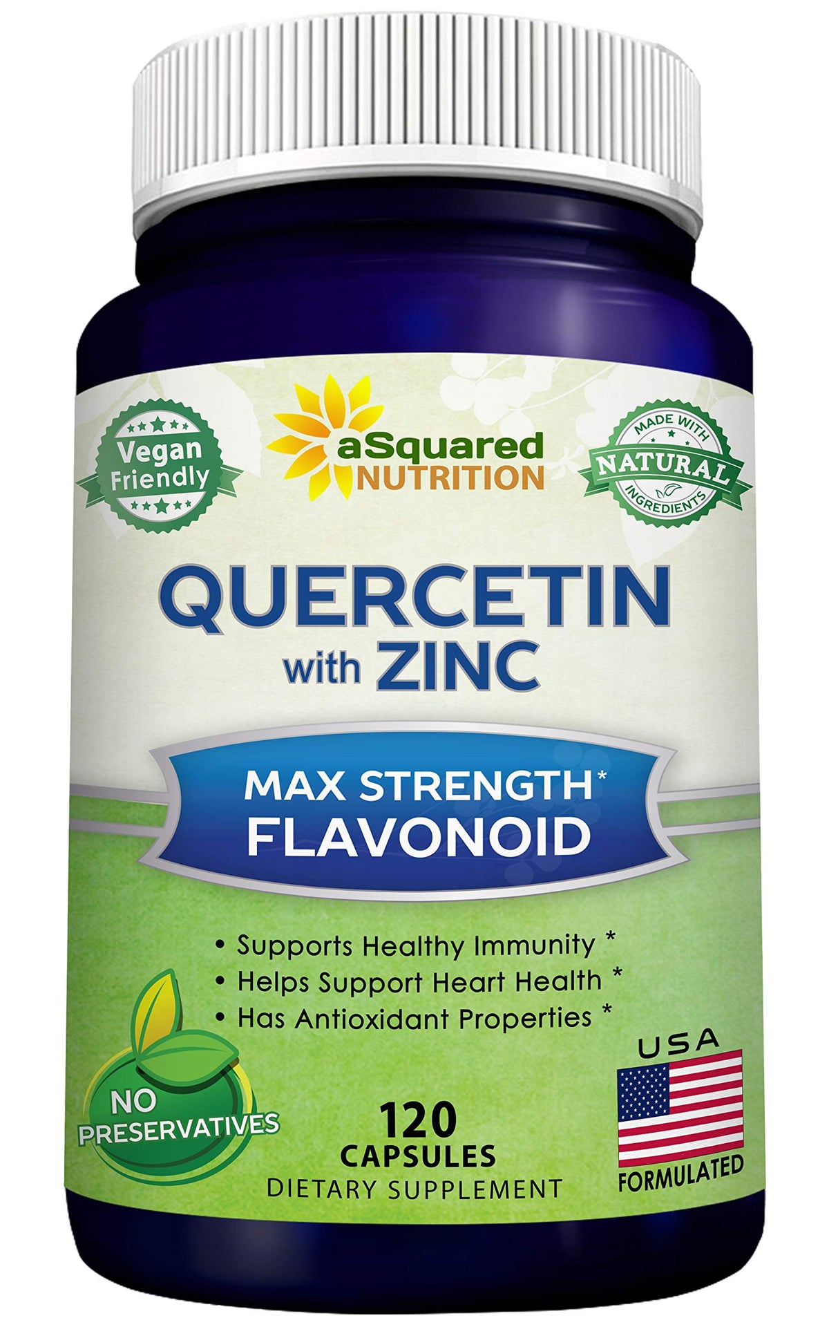 aSquared Nutrition Quercetin 1000mg bottle; supports immune response.
