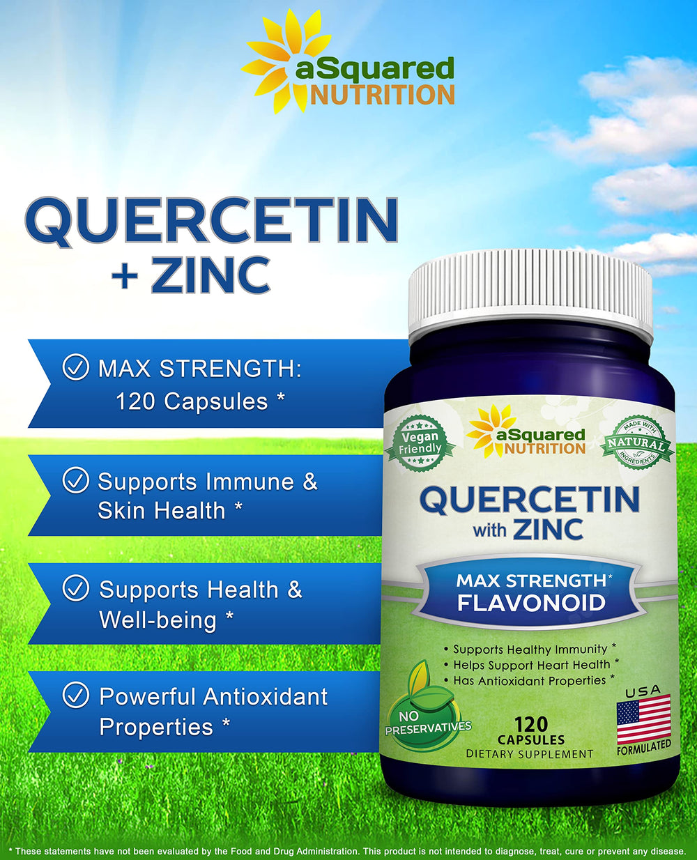 Close-up of quercetin capsules with elderberry and zinc blend.