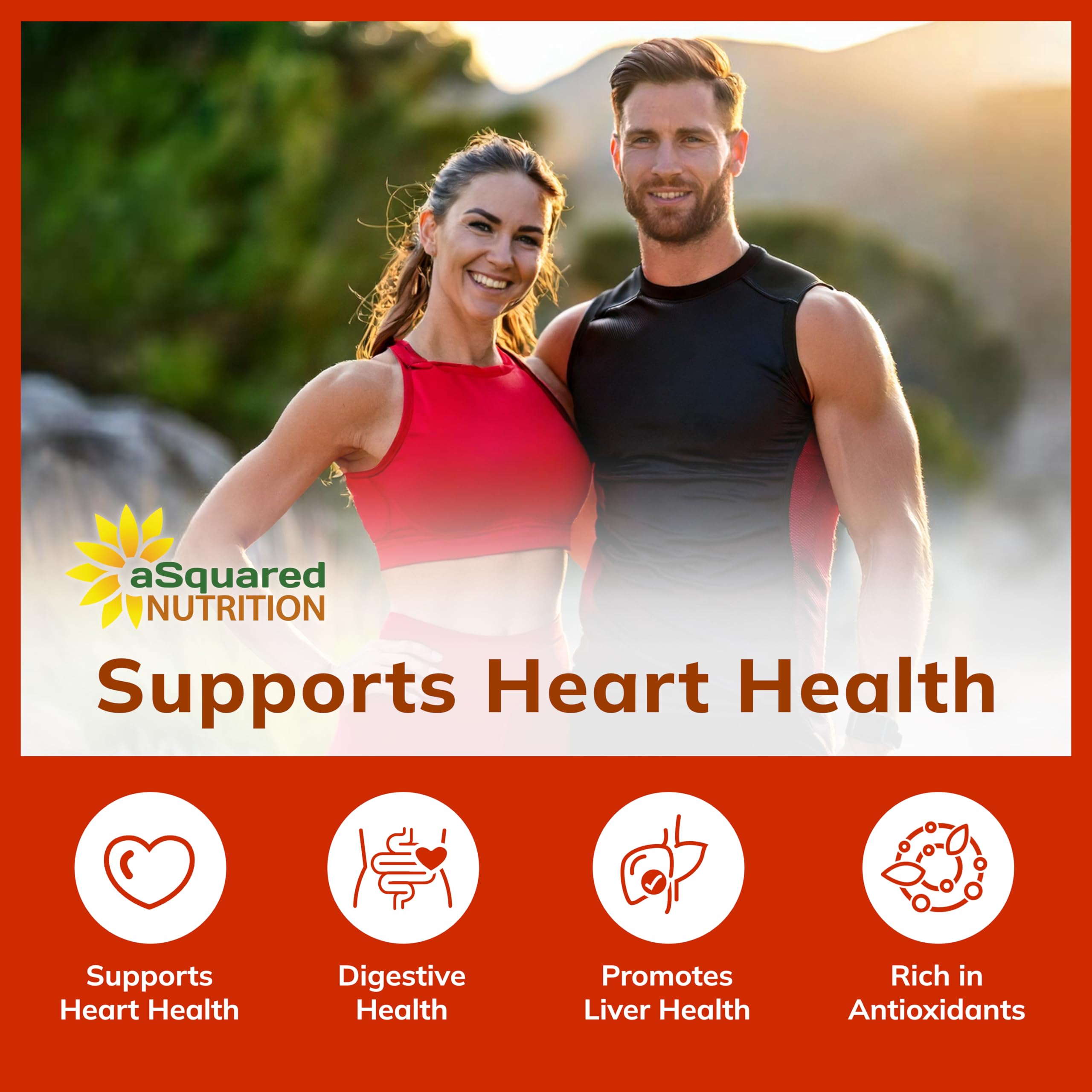 Asquared Nutrition red yeast rice ingredients panel listing monacolins and sterols.
