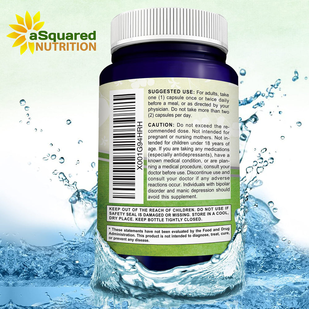 aSquared Nutrition SAM-e 400mg label close-up highlighting vegan, soy-free formula.