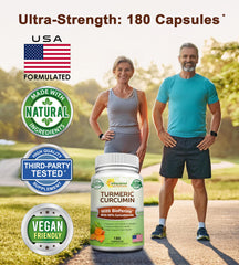 asquared Nutrition Turmeric Curcumin 1300mg capsules close-up shows high potency formula for daily comfort.