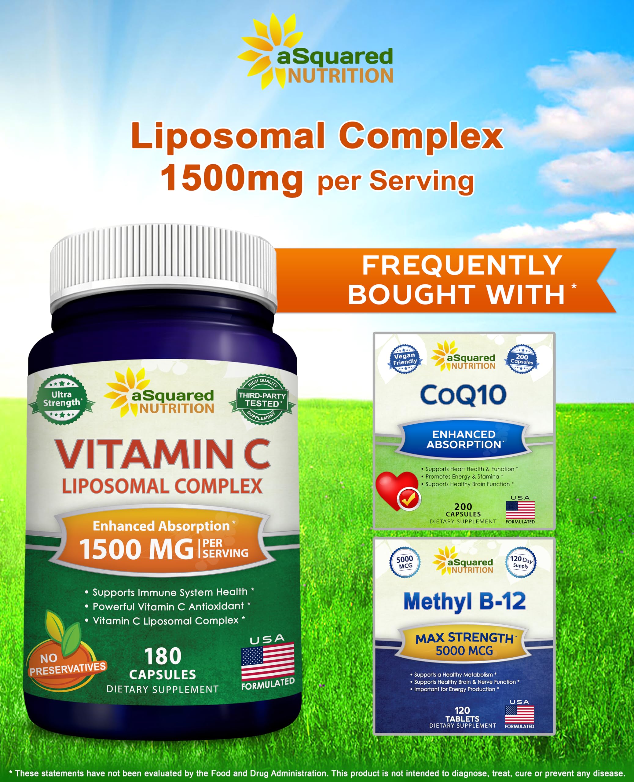 aSquared Nutrition vegan-friendly formula label for plant-based Vitamin C.