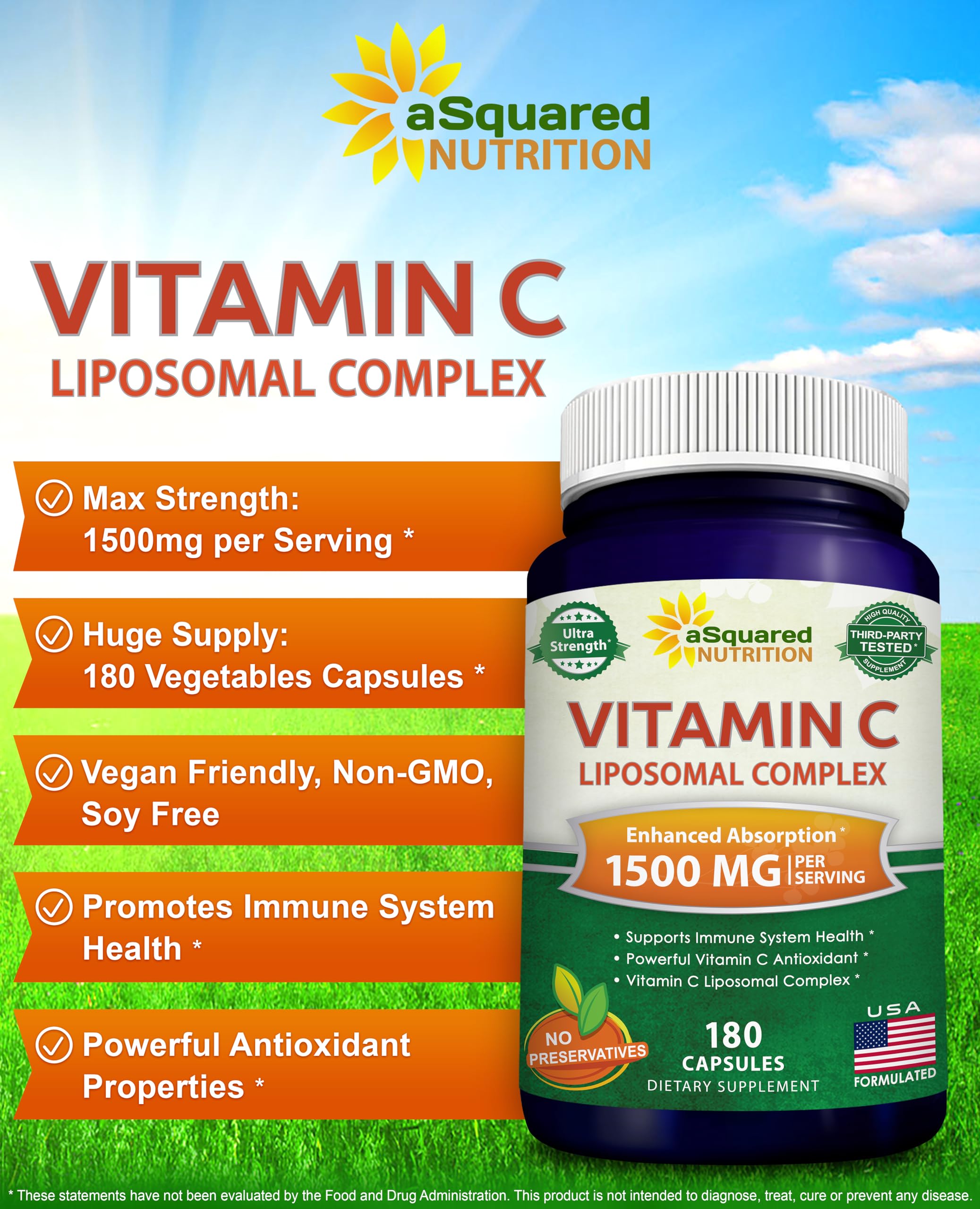 aSquared Nutrition Vitamin C Liposomal capsules closeup showing absorption potential.
