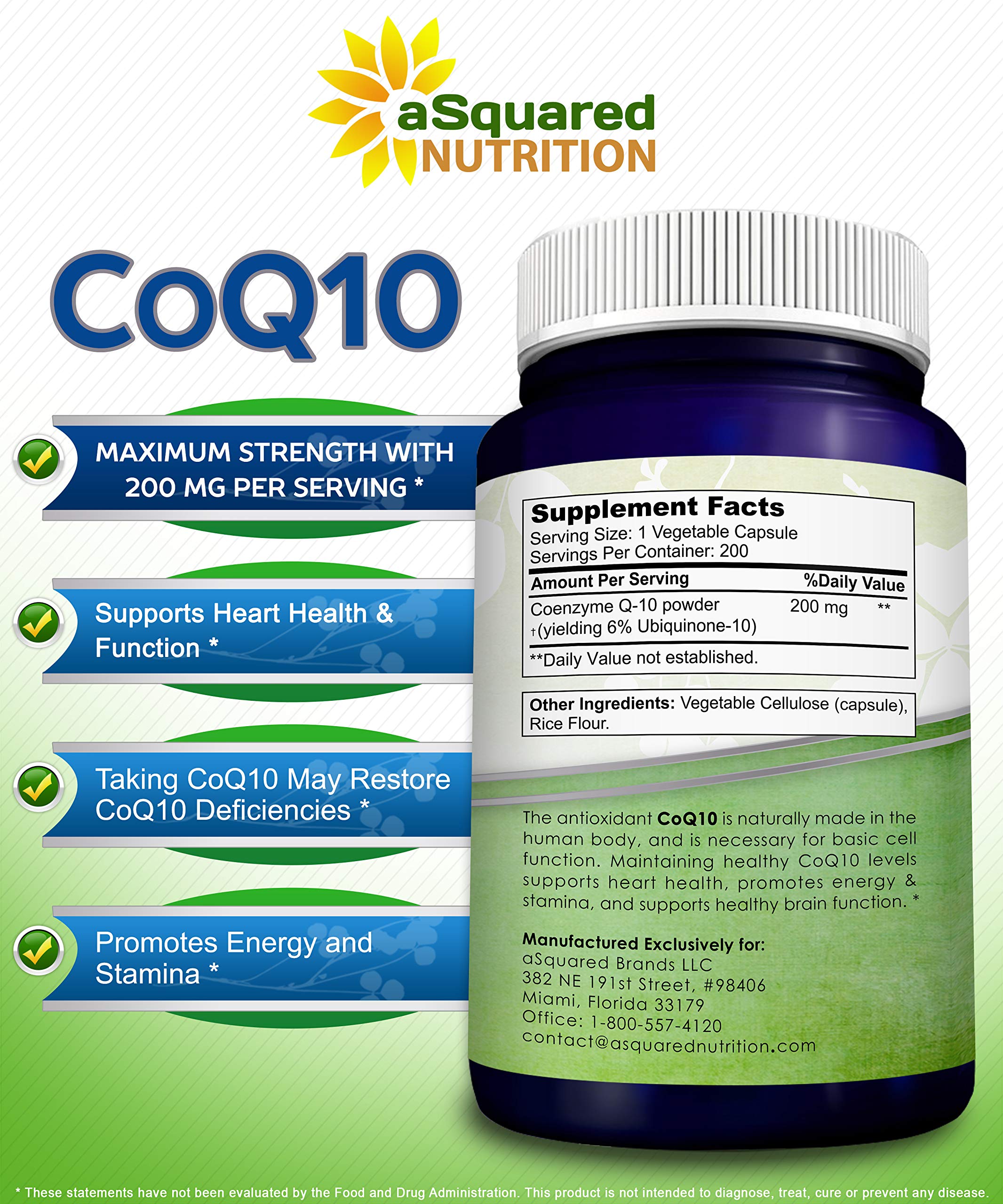 aSquared Nutrition CoQ10 powder form close-up, vegan ubiquinone