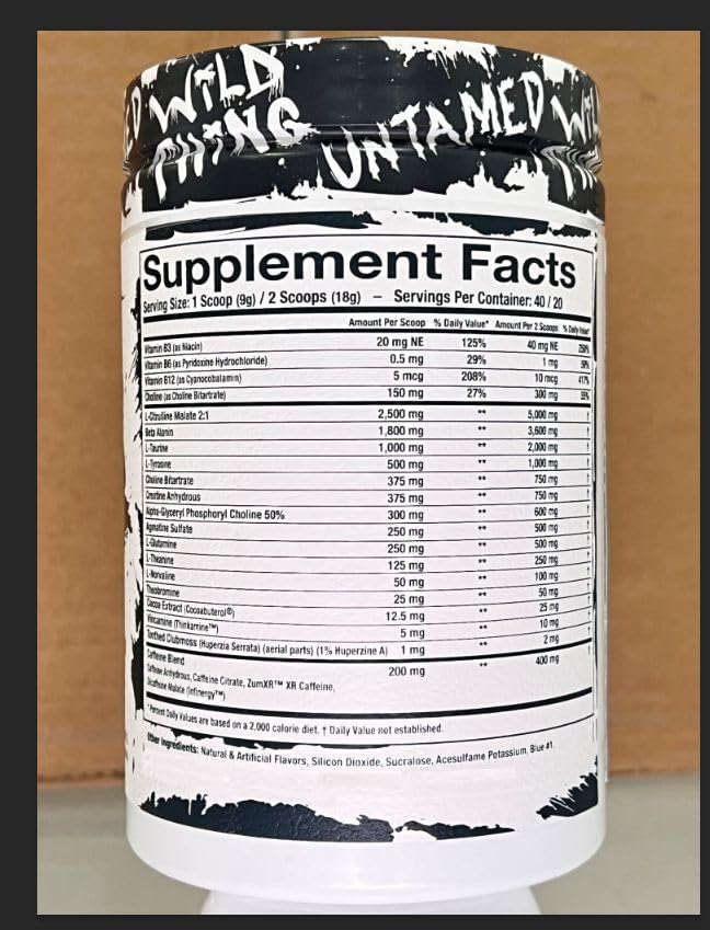 Assault Labs Wild Thing close-up showing ingredient list for transparency