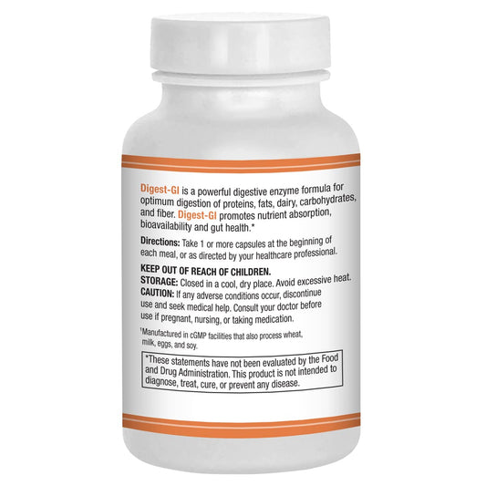 AST Enzymes Digest-GI bottle label highlights original strength enzyme blend