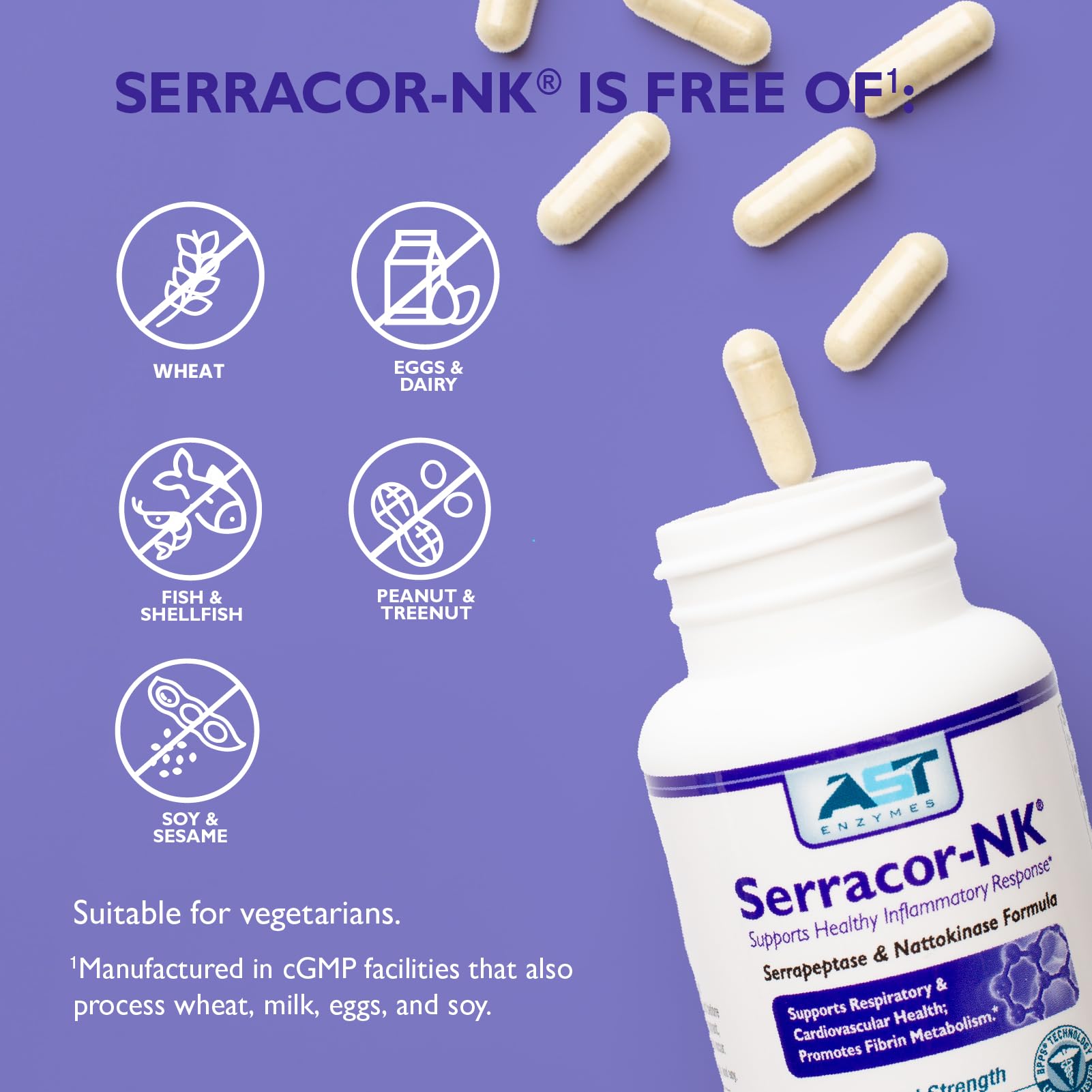 AST Enzymes Serracor-NK packaging box on shelf context for shopping.