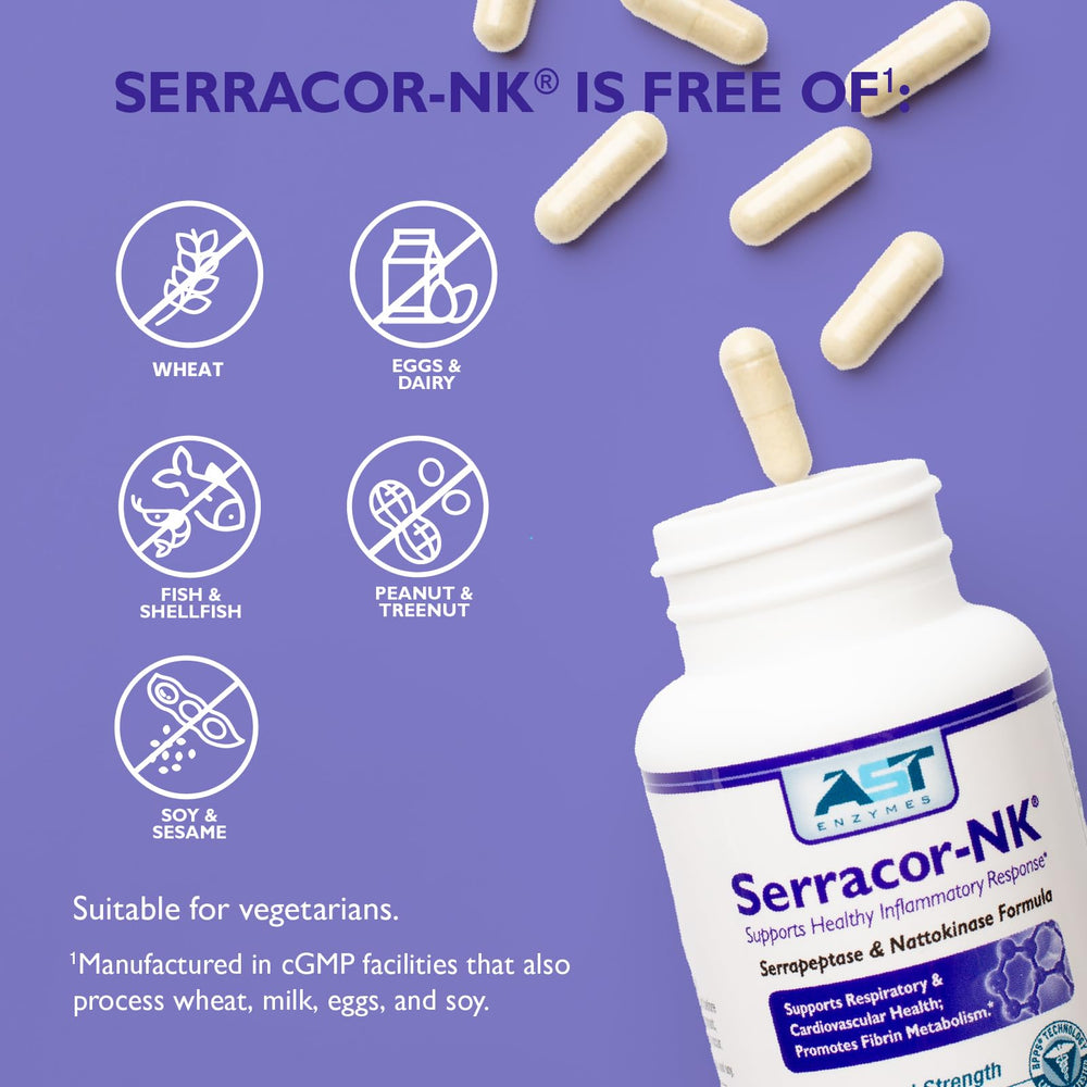 AST Enzymes Serracor-NK packaging box on shelf context for shopping.