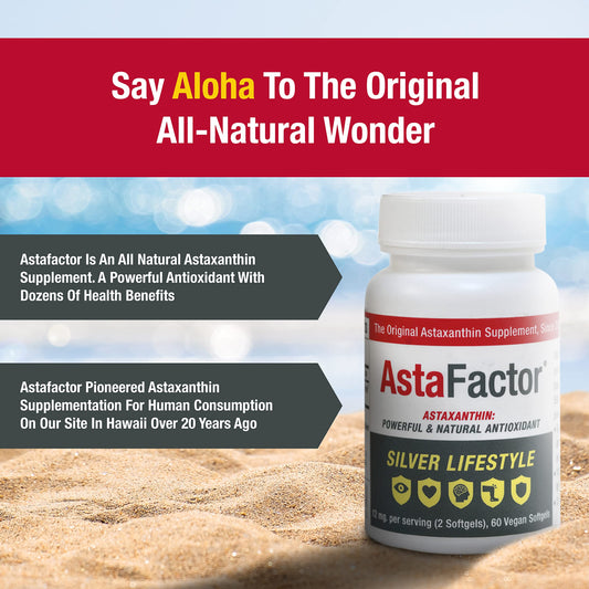 AstaFactor Silver softgels close-up highlighting antioxidant protection.