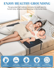 Astarexin grounding mat bed king size side view highlighting stable placement on bed.