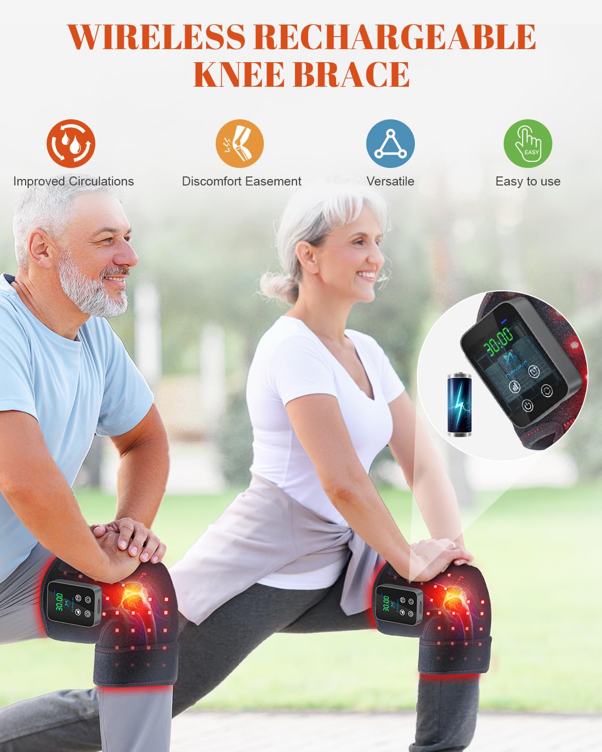 Astarexin knee wrap coverage close-up highlighting 360° LED array for even treatment