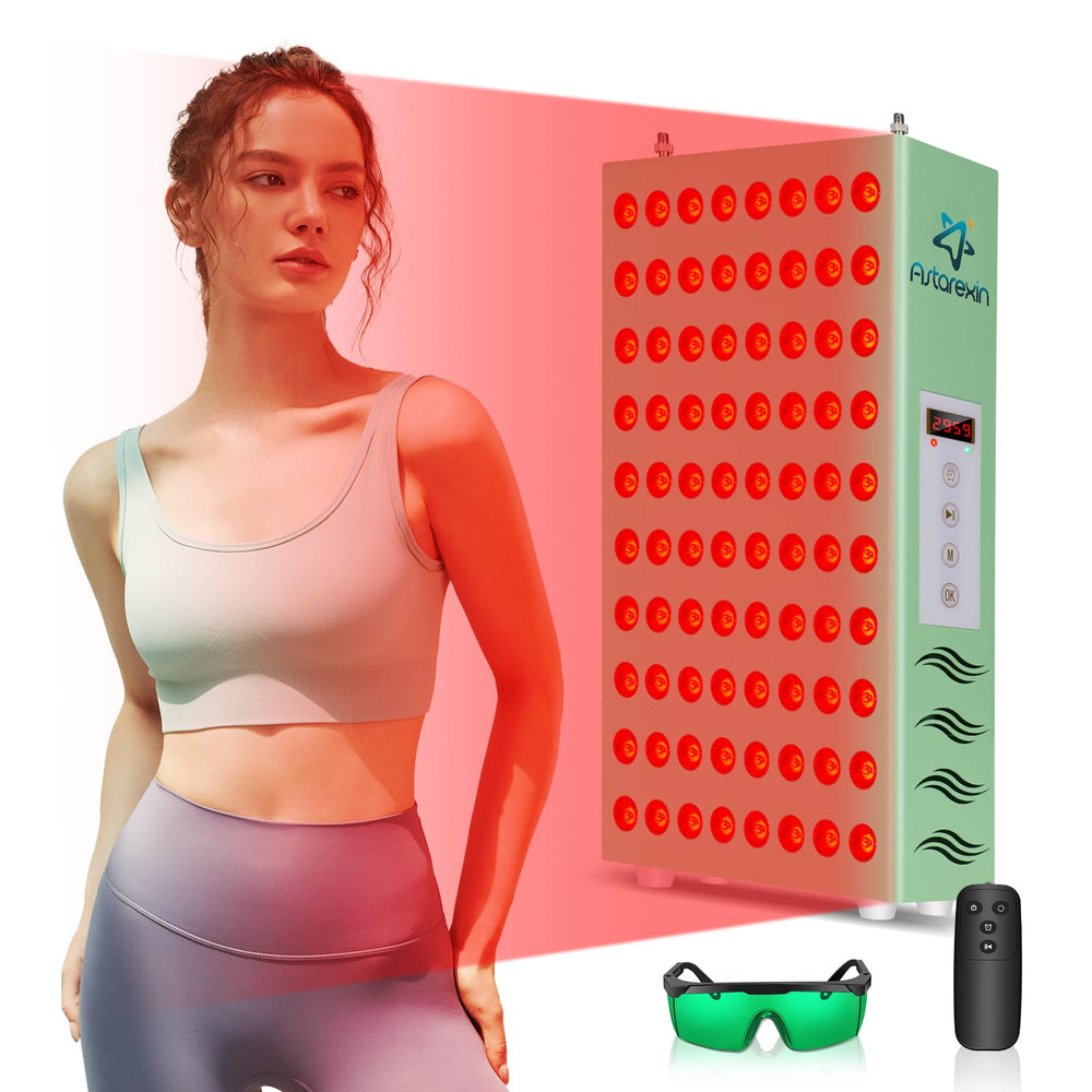 Astarexin red light panel front view for whole-body and facial therapy sessions.