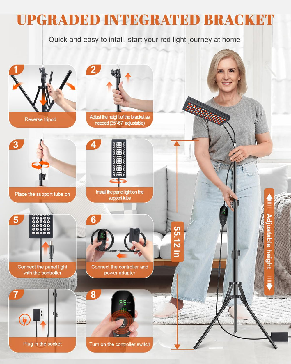 Astarexin adjustable gooseneck angle for lying, sitting, or standing use.