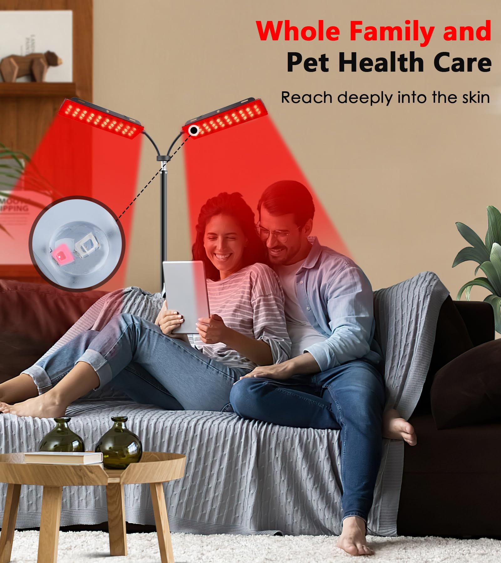 Astarexin red light therapy lamp used on the body for full-body exposure