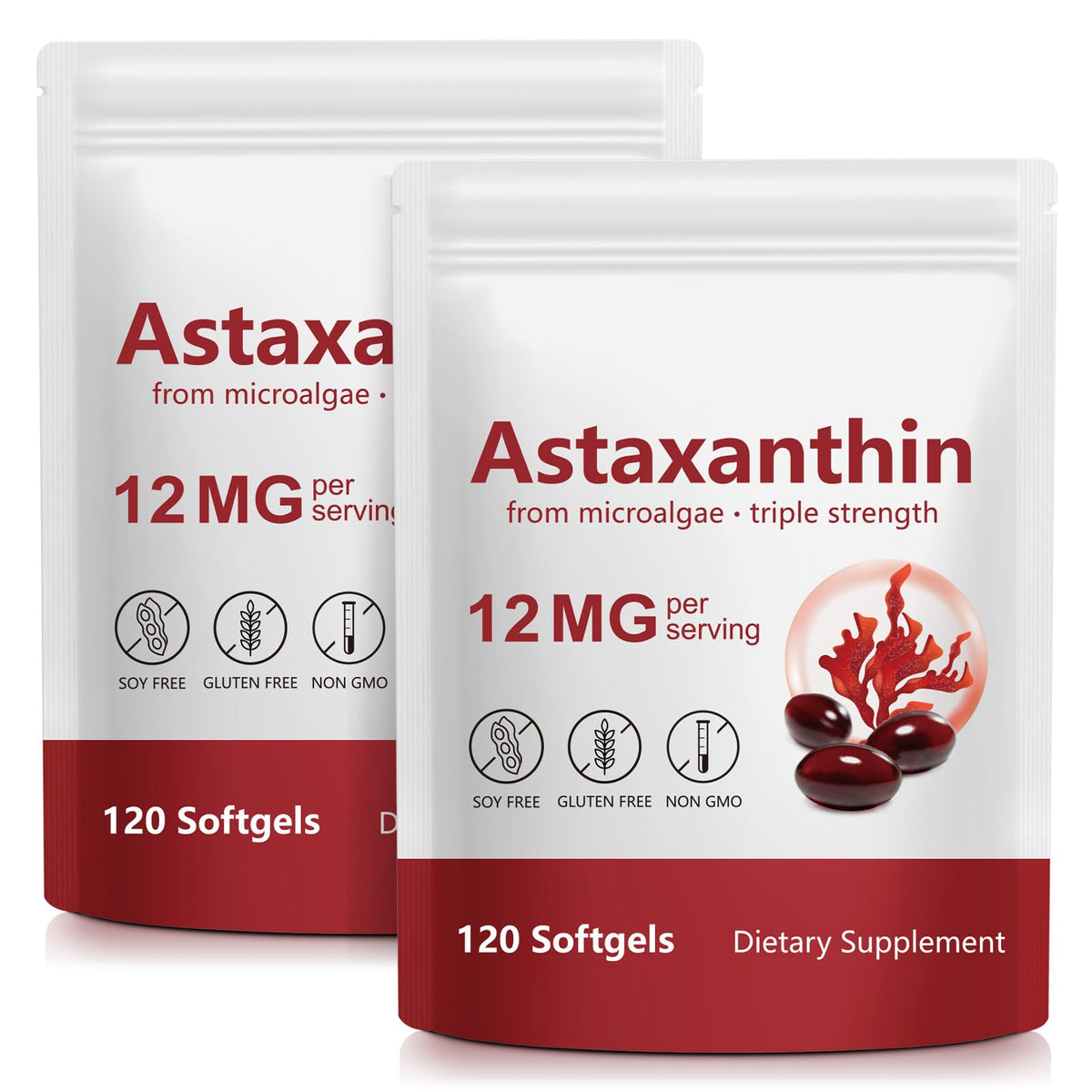 Astaxanthin softgels bottle for easy daily use supporting eye and skin health.