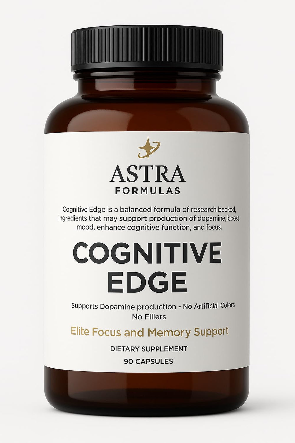 Astra Formulas Cognitive Edge bottle highlighting focused brain support.