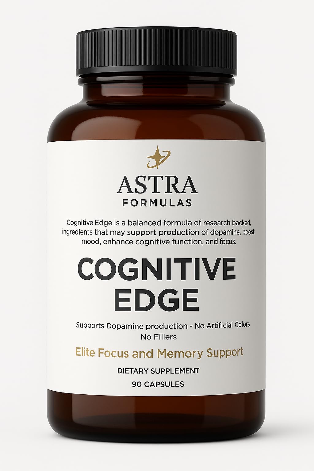 Astra Formulas Cognitive Edge bottle highlighting focused brain support.