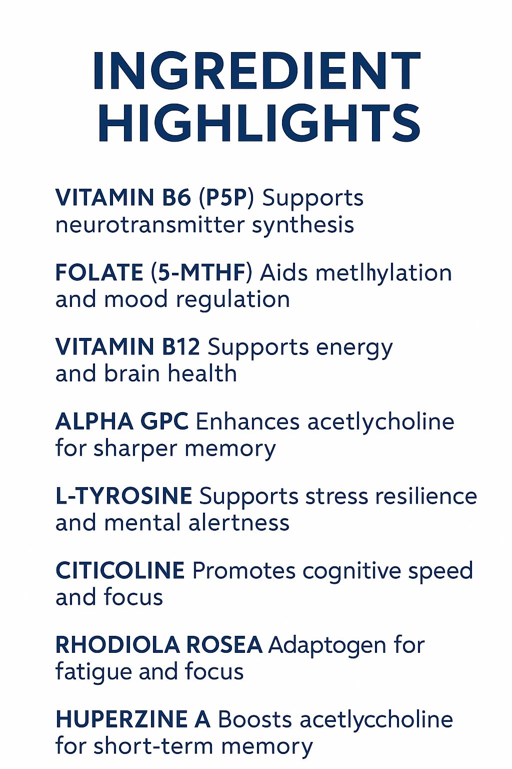 Astra Formulas Cognitive Edge ingredients section highlights memory and mood support.