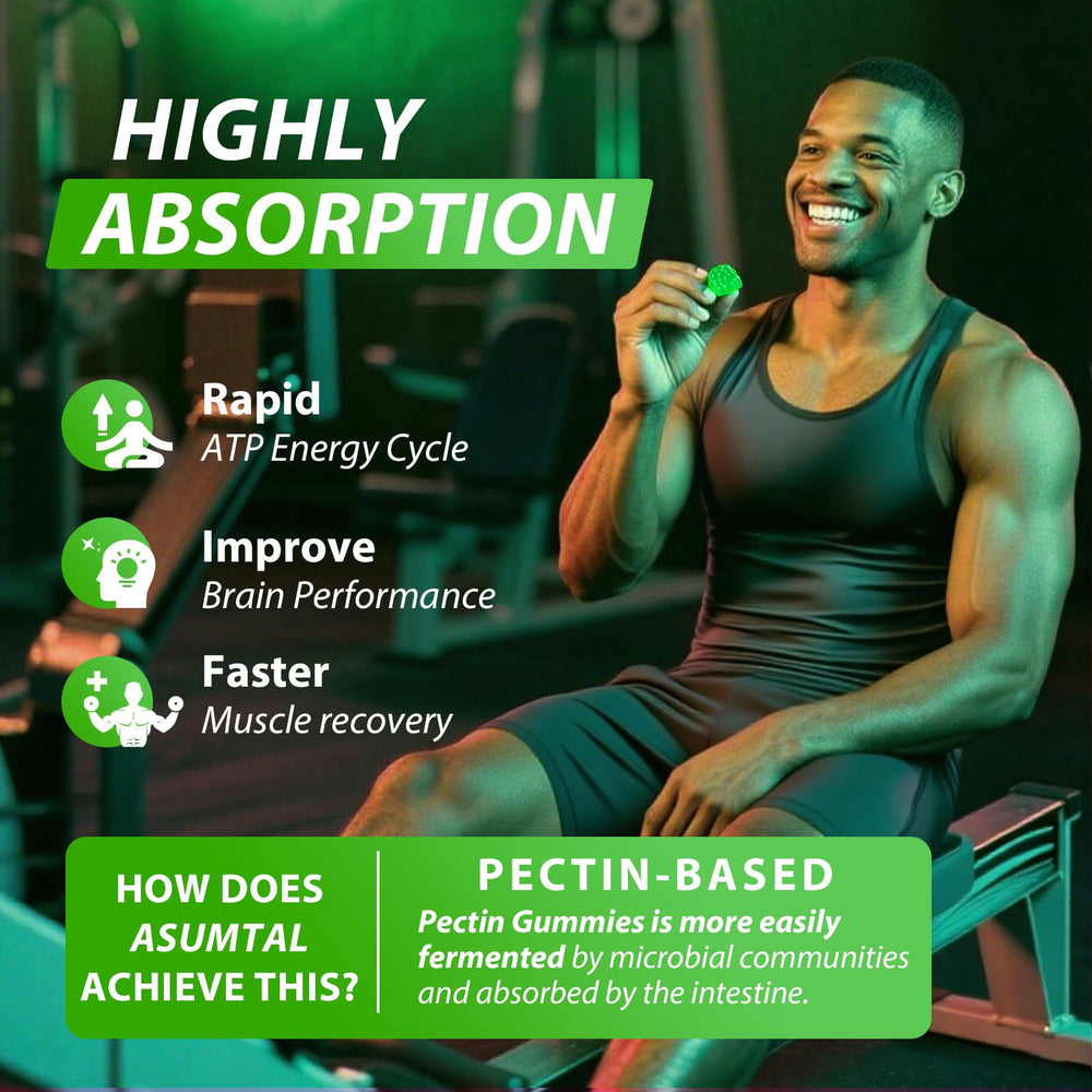Asumtal Creatine Monohydrate Gummies front pack for everyday training support.