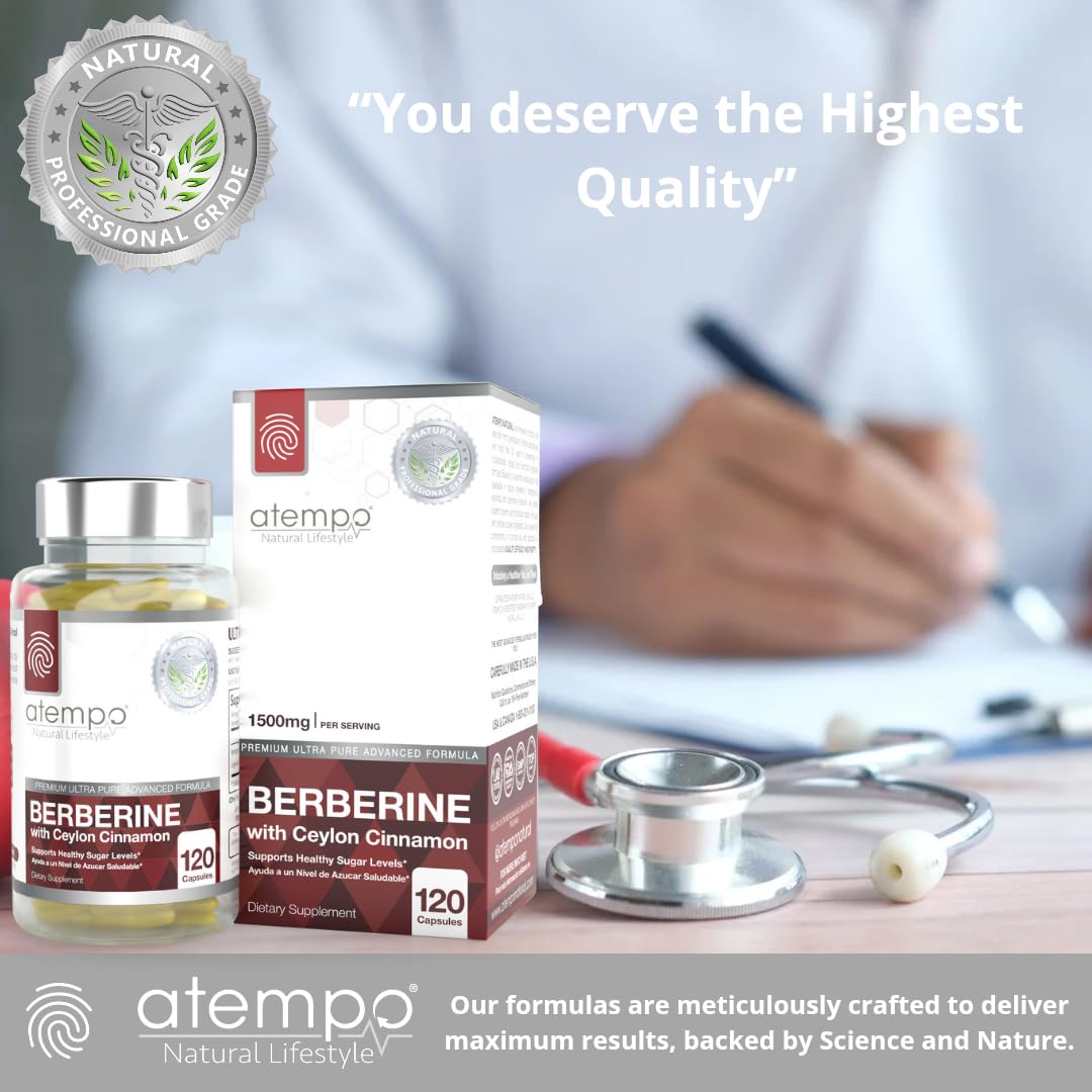 ATEMPO NATURAL LIFESTYLE Berberine Cinnamon ingredients panel highlights vegan and non-GMO formula