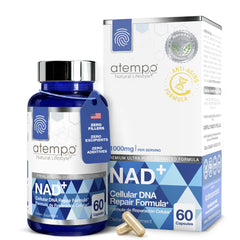 ATEMPO NAD+ supplement bottle for energy support and everyday vitality