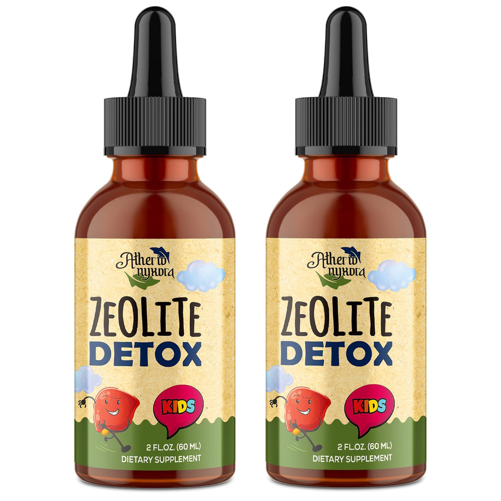 Atherionyxora Zeolite Detox for Kids bottle front with a gentle, naturally sweet supplement
