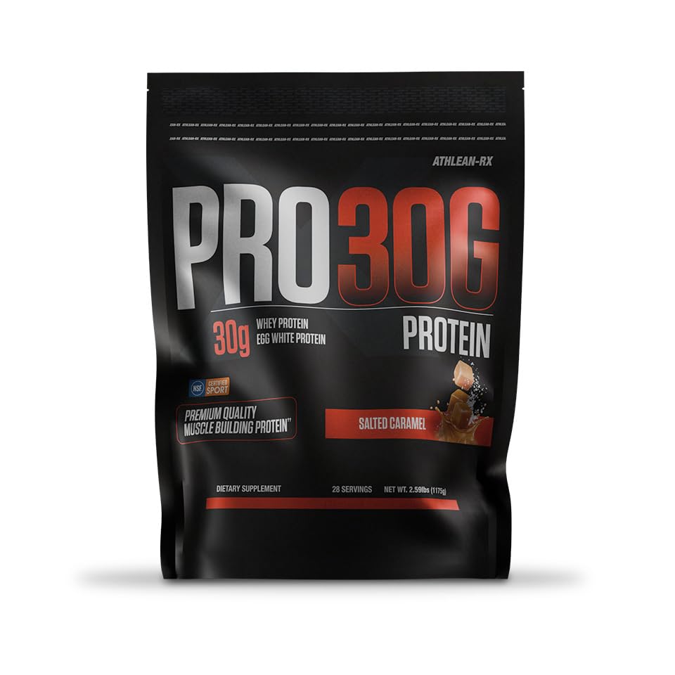 ATHLEAN-RX PRO-30G chocolate salted caramel shaker-mix showing smooth blending for post-workout shakes