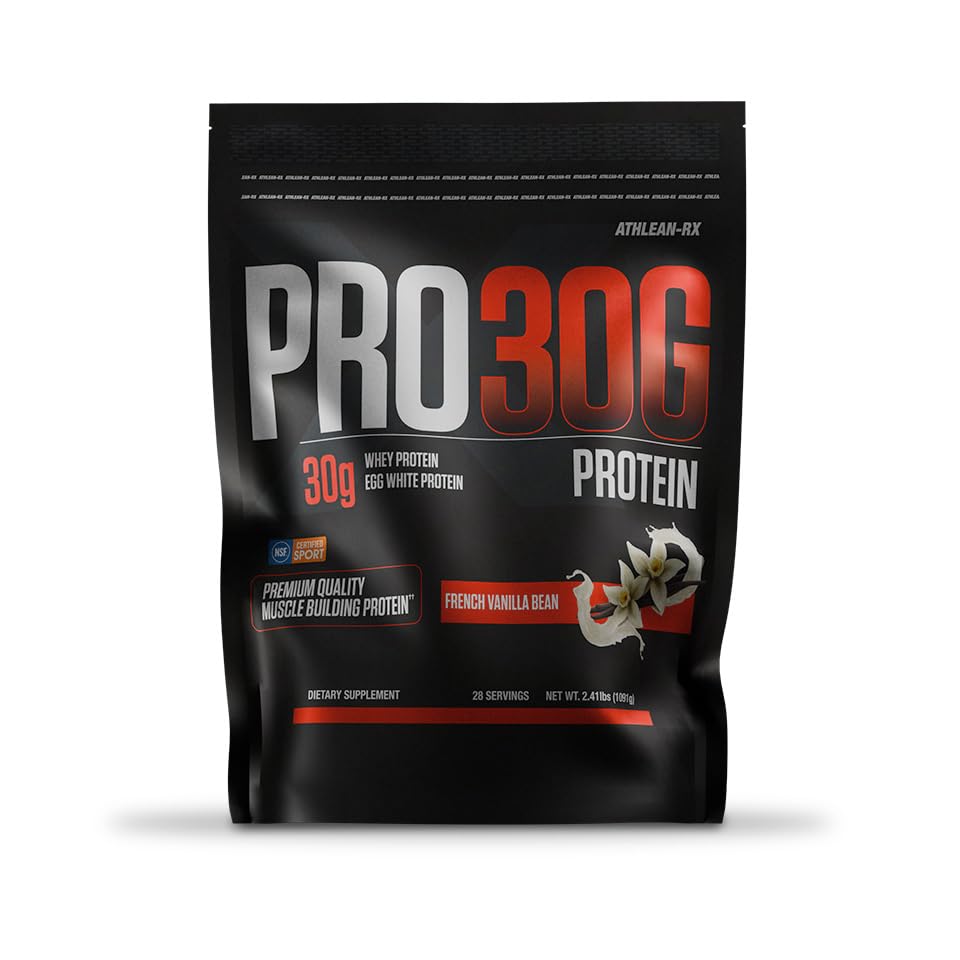 ATHLEAN-RX PRO-30G whey scoop shows easy, measured servings for consistent dosing.