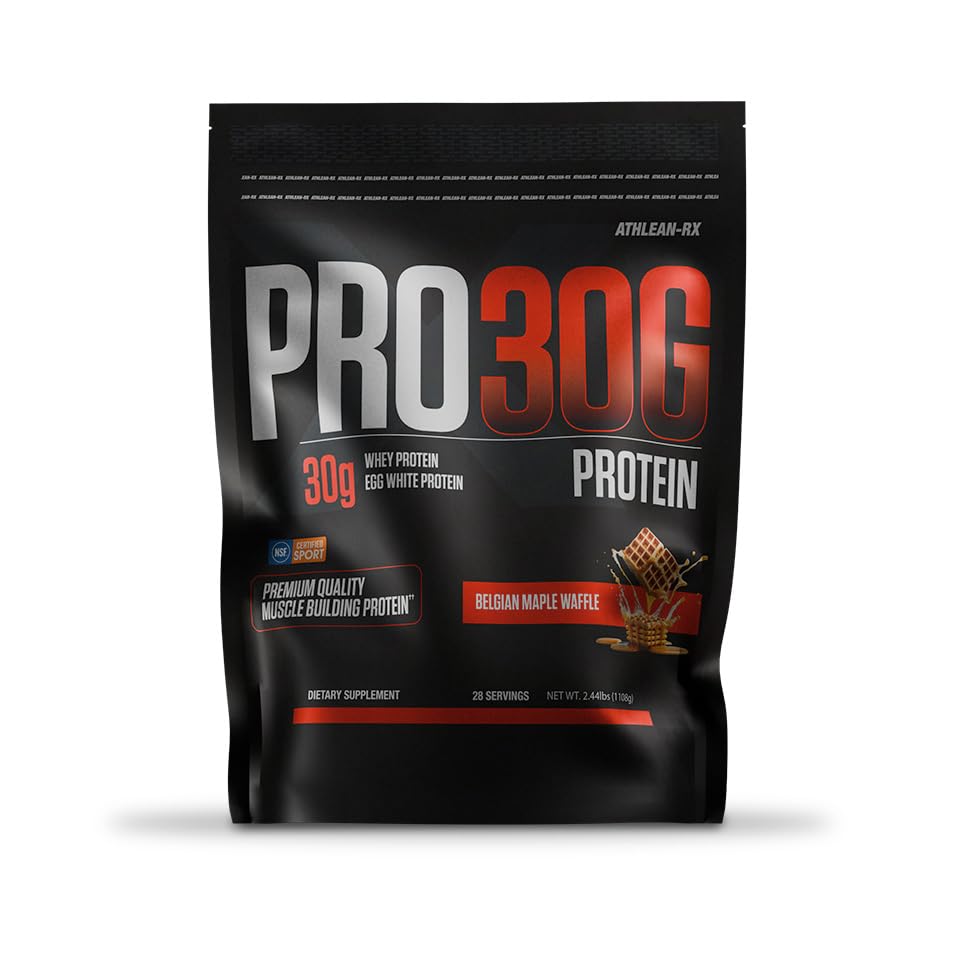ATHLEAN-RX PRO-30G whey protein shake in a glass showing smooth mixability