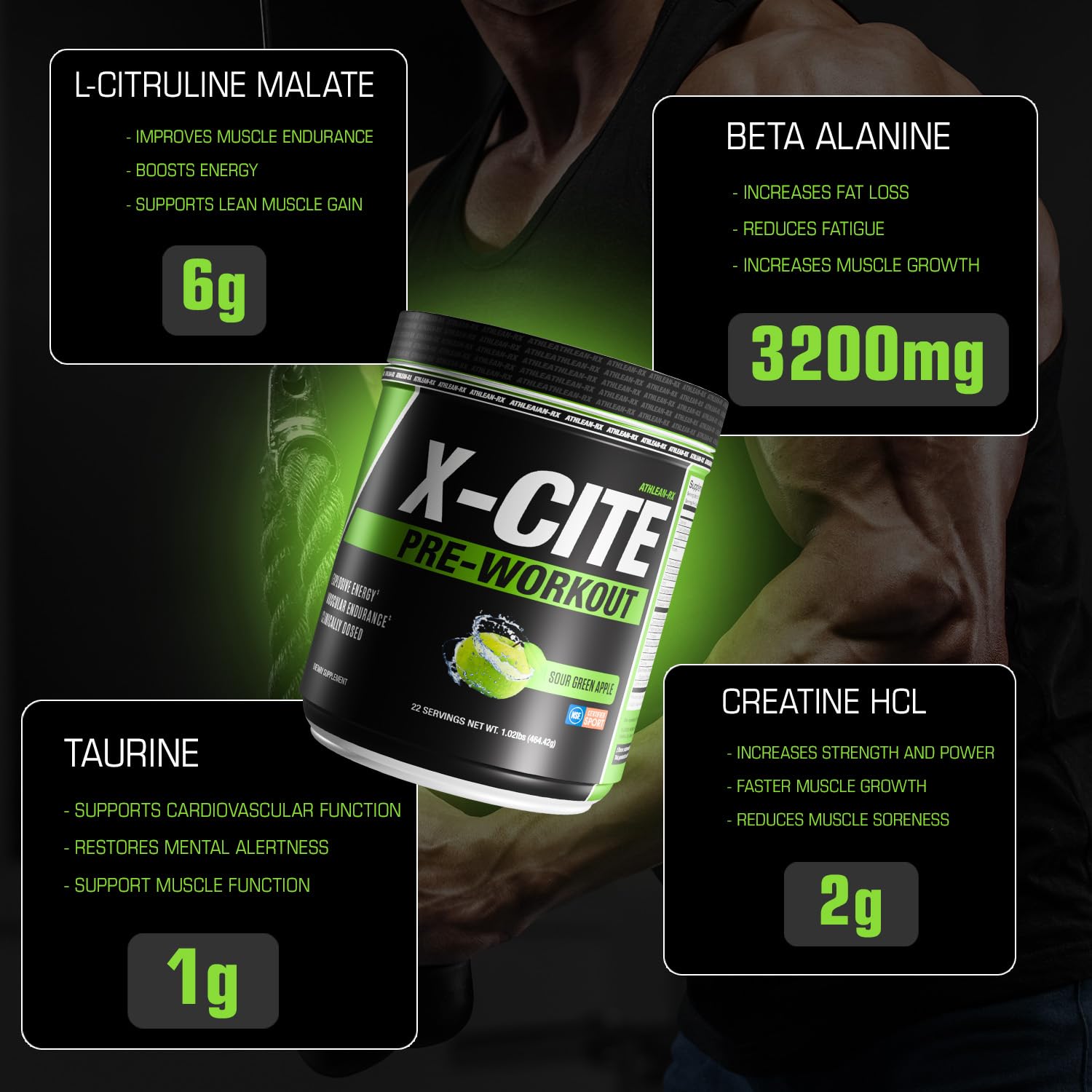 ATHLEAN-RX X-CITE ingredient spectrum supports energy and focus