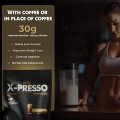 ATHLEAN-X PRO-30G Xpresso label close-up communicates gluten-free and high-protein benefits