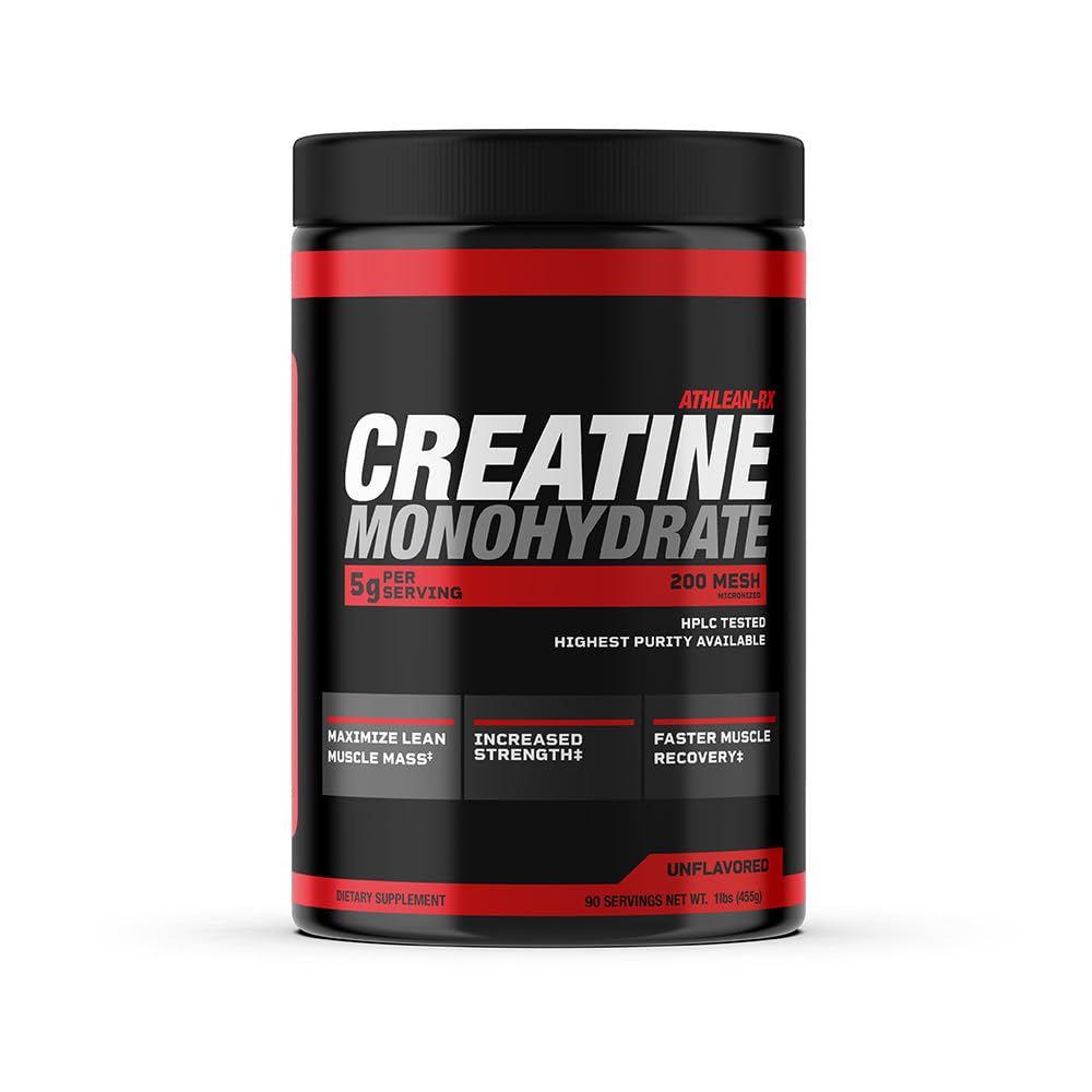 ATHLEAN-X X-CREATINE front label highlights pure creatine monohydrate for strength support.