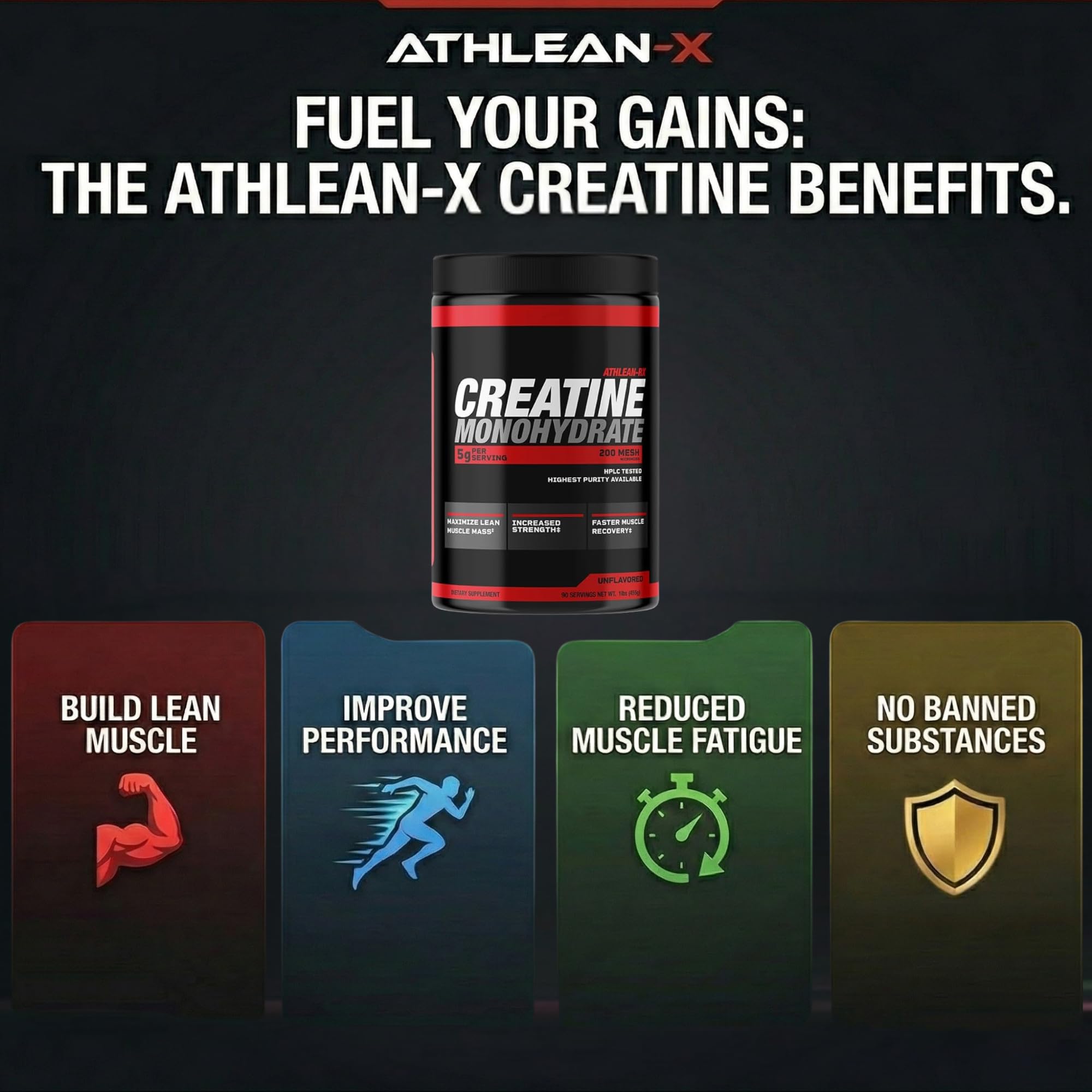 Athlean-X X-CREATINE scoop beside the jar for precise dosing.