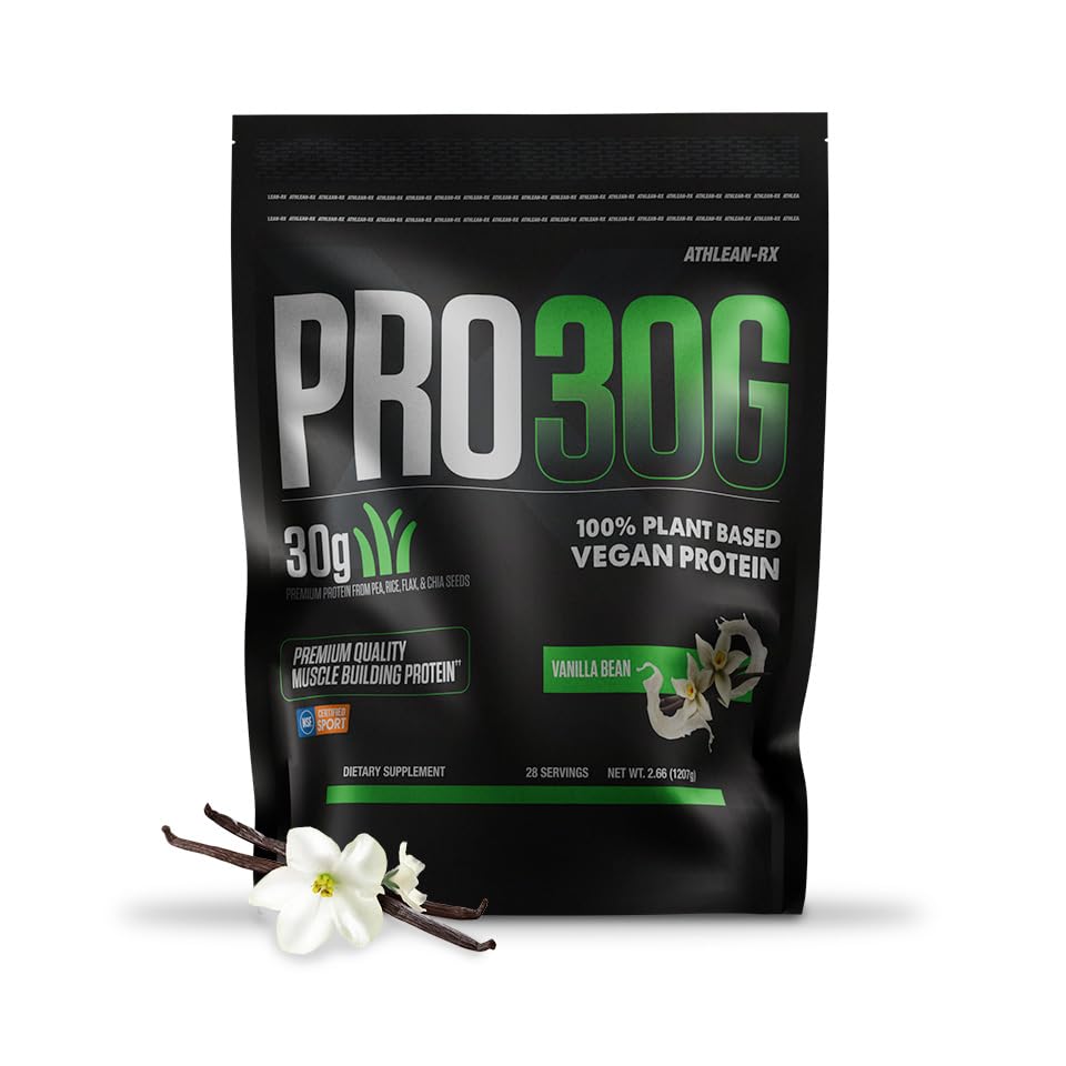 ATHLEAN-X PRO 30G vegan protein powder tub front for high-protein plant-based nutrition.